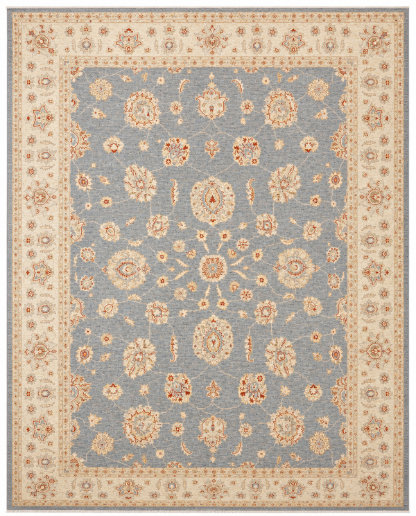 Ziegler Area Rug – Grey Blue Field with All-Over Floral Design, Hand-Knotted Wool Rug, 13'8" x 9'10"| Rug #46955