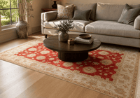 Farhan Hand-Knotted Wool Area Rug in Crimson Red, 7'11 x 5'8 (view 4)