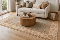 Farhan Hand-Knotted Wool Area Rug in Sky Blue, 8'3 x 5'7 (view 5)