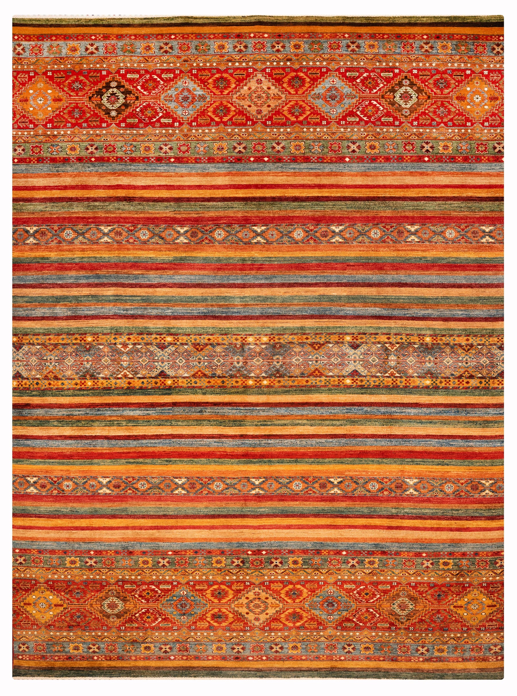 Khurjeen Hand-Knotted Wool Area Rug in Multicolor, 11'7 x 8'1