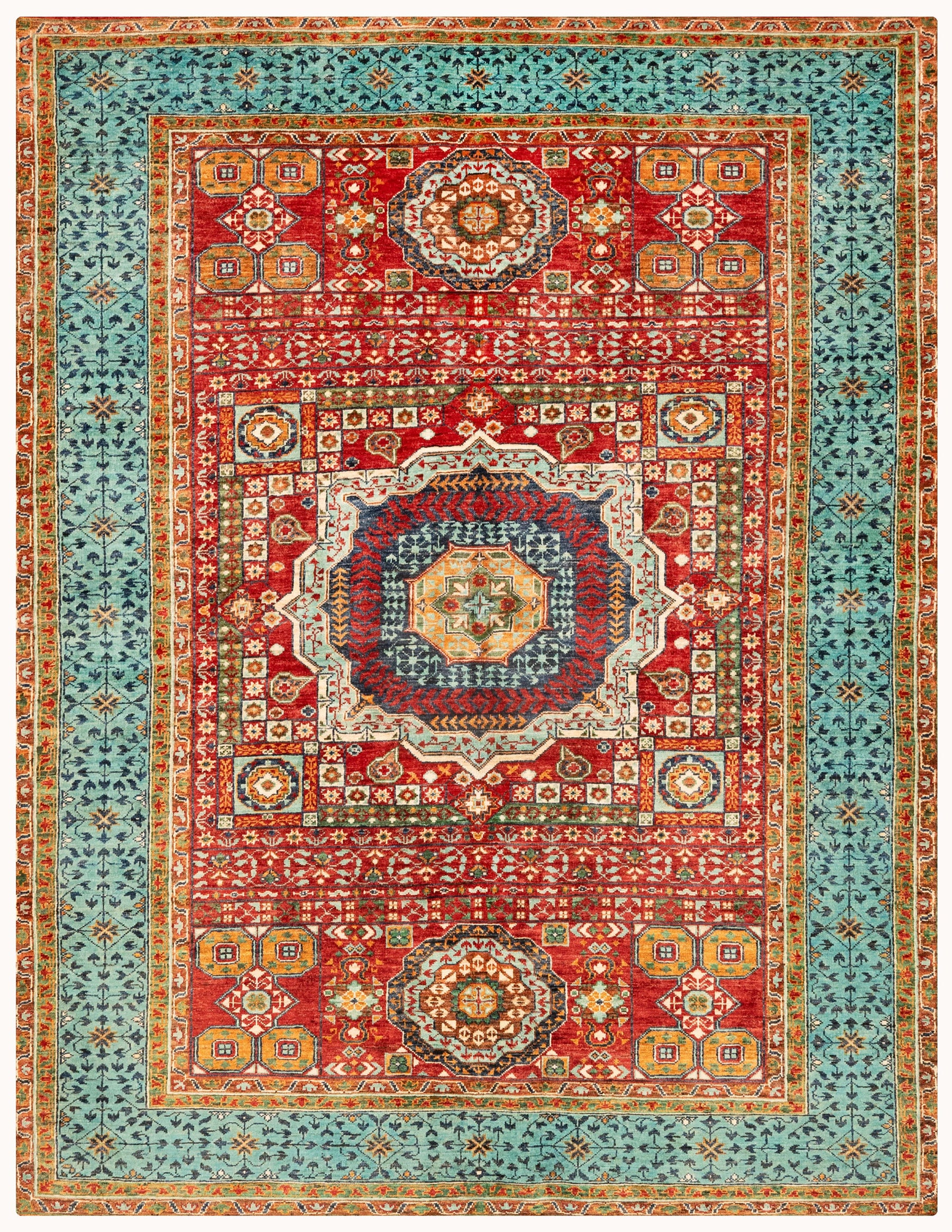 Khurjeen Hand-Knotted Wool Area Rug in Multicolor, 7'9 x 5'9