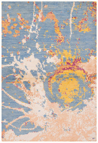 Modern Hand-Knotted Wool Area Rug in Multicolor, 6'4 x 4'1