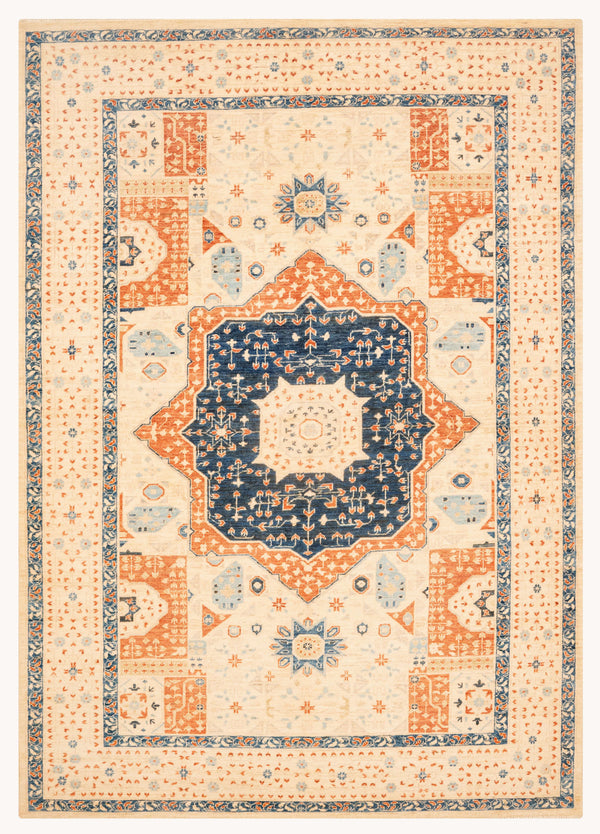 Khurjeen Hand-Knotted Wool Area Rug in Multicolor, 9'9 x 6'9